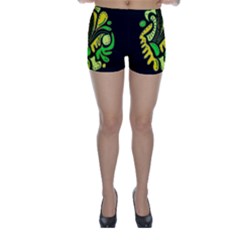 Yellow And Green Spot Skinny Shorts by Valentinaart