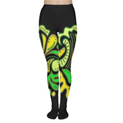 Yellow And Green Spot Women s Tights by Valentinaart
