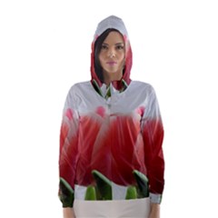 Red Tulips Hooded Wind Breaker (women) by picsaspassion