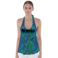 Green And Blue Design Babydoll Tankini Top by Valentinaart