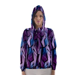 Purple Decorative Abstract Art Hooded Wind Breaker (women) by Valentinaart