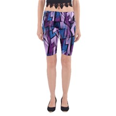 Purple Decorative Abstract Art Yoga Cropped Leggings by Valentinaart
