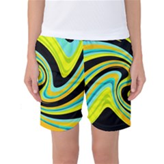 Blue And Yellow Women s Basketball Shorts by Valentinaart
