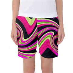 Magenta And Yellow Women s Basketball Shorts by Valentinaart