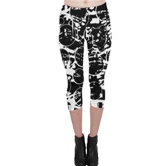 Black And White Confusion Capri Leggings  by Valentinaart
