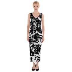 Black And White Confusion Fitted Maxi Dress by Valentinaart