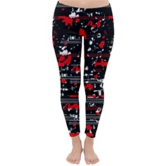 Red Symphony Winter Leggings  by Valentinaart