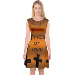 Trick Or Treat - Cemetery  Capsleeve Midi Dress by Valentinaart