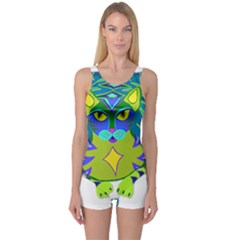 Peacock Tabby  One Piece Boyleg Swimsuit by jbyrdyoga