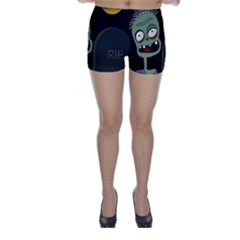 Halloween Zombie On The Cemetery Skinny Shorts by Valentinaart