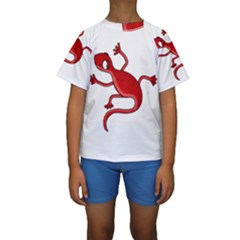 Red Lizard Kids  Short Sleeve Swimwear by Valentinaart