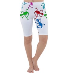 Colorful Lizards Cropped Leggings  by Valentinaart