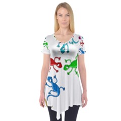 Colorful Lizards Short Sleeve Tunic  by Valentinaart