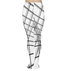 White And Black Warped Lines Women s Tights by Valentinaart
