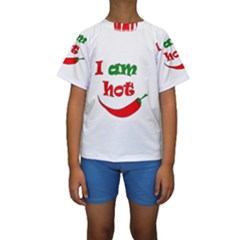 I Am Hot  Kids  Short Sleeve Swimwear by Valentinaart