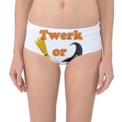 Twerk Or Treat - Funny Halloween Design Mid-waist Bikini Bottoms by Valentinaart