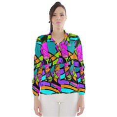 Abstract Sketch Art Squiggly Loops Multicolored Wind Breaker (women) by EDDArt