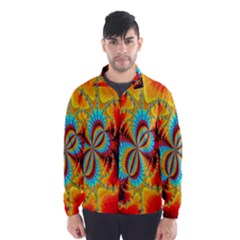 Crazy Mandelbrot Fractal Red Yellow Turquoise Wind Breaker (men) by EDDArt