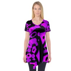 Purple Design Short Sleeve Tunic  by Valentinaart