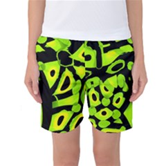 Green Neon Abstraction Women s Basketball Shorts by Valentinaart