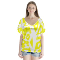 Yellow Sunny Design Flutter Sleeve Top by Valentinaart