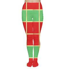 Christmas Fabric Textile Red Green Women s Tights by AnjaniArt