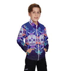 Día De Los Muertos Skull Ornaments Multicolored Wind Breaker (kids) by EDDArt