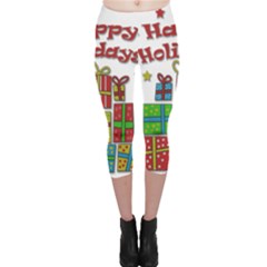 Happy Holidays - Gifts And Stars Capri Leggings  by Valentinaart