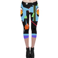 Abstract Composition  Capri Leggings  by Valentinaart