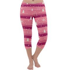 Pink Xmas Capri Yoga Leggings by Valentinaart