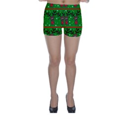 Reindeer Pattern Skinny Shorts by Valentinaart