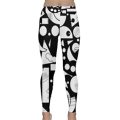 Happy Day - Black And White Yoga Leggings  by Valentinaart