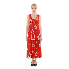 Red Xmas Sleeveless Maxi Dress by Valentinaart