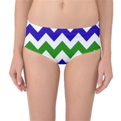 Blue And Green Chevron Pattern Mid-waist Bikini Bottoms by AnjaniArt