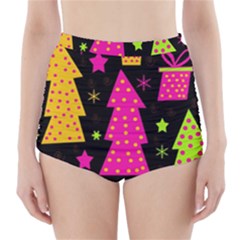 Colorful Xmas High-waisted Bikini Bottoms by Valentinaart