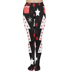 Red Playful Xmas Women s Tights by Valentinaart