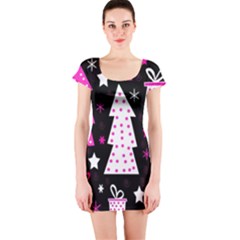 Pink Playful Xmas Short Sleeve Bodycon Dress by Valentinaart