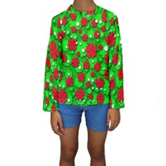 Xmas Flowers Kids  Long Sleeve Swimwear by Valentinaart
