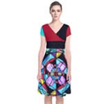Sacred Geometry - Short Sleeve Front Wrap Dress