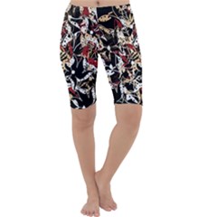 Abstract Floral Design Cropped Leggings  by Valentinaart