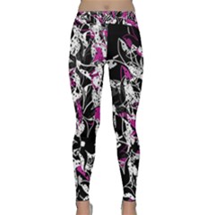Purple Abstract Flowers Classic Yoga Leggings by Valentinaart