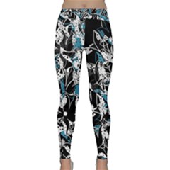 Blue Abstract Flowers Classic Yoga Leggings by Valentinaart