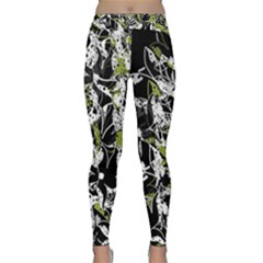 Green Floral Abstraction Classic Yoga Leggings by Valentinaart