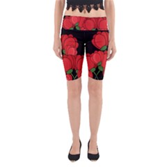 Red Tulips Yoga Cropped Leggings by Valentinaart