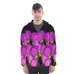 Purple Tulips Hooded Wind Breaker (men) by Valentinaart