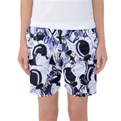 Blue Abstract Floral Design Women s Basketball Shorts by Valentinaart