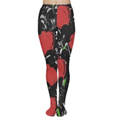 Red Roses Women s Tights by Valentinaart