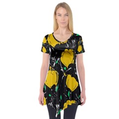 Yellow Roses 2 Short Sleeve Tunic  by Valentinaart