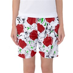 Red Roses 2 Women s Basketball Shorts by Valentinaart