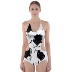 Black Roses Cut-out One Piece Swimsuit by Valentinaart